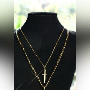 18k Gold Dagger Pendant